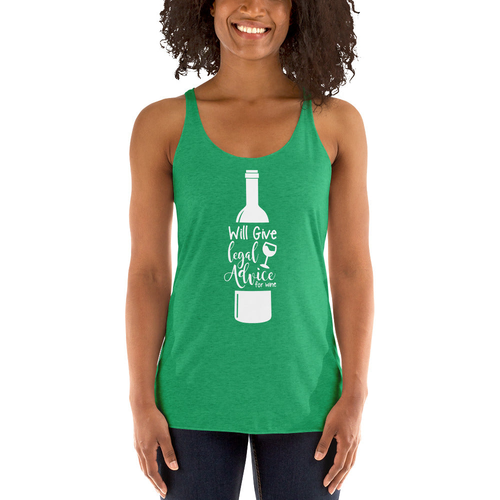 Law Student T Shirt - Legal Advice for Wine White - Women's Racerback Tank - The Legal Boutique