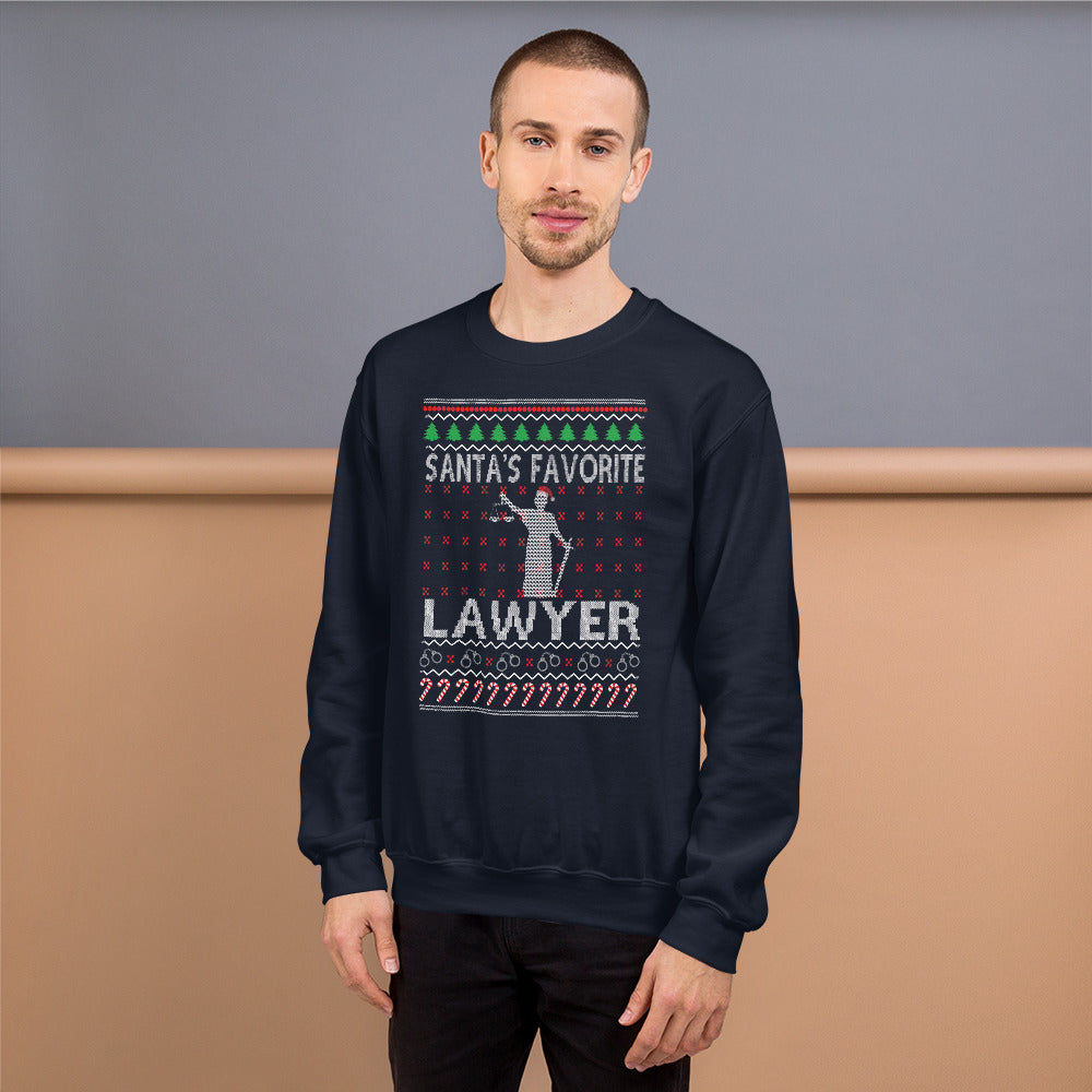 Ugly Christmas Sweater - Santa's Favorite Lawyer - Unisex Crew Neck Sweatshirt - The Legal Boutique