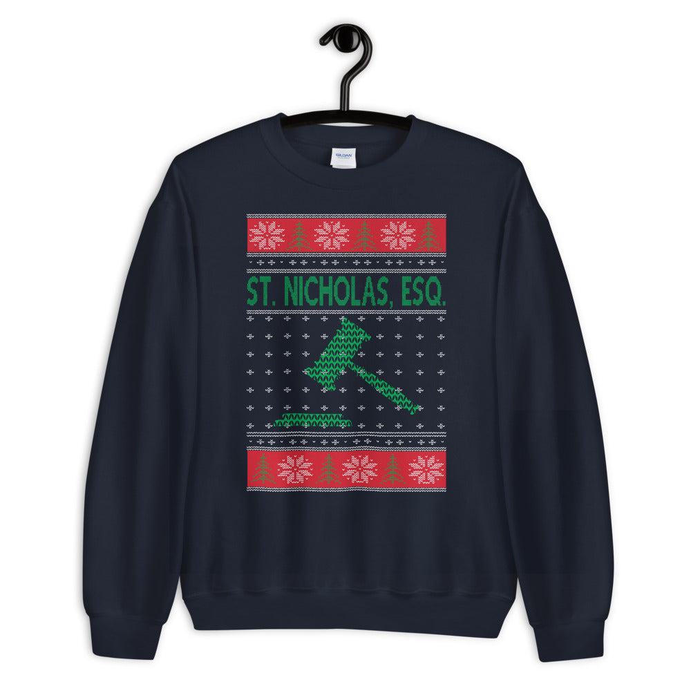 Ugly Christmas Sweater - St. Nicholas, Esquire - Unisex Crew Neck Sweatshirt - The Legal Boutique