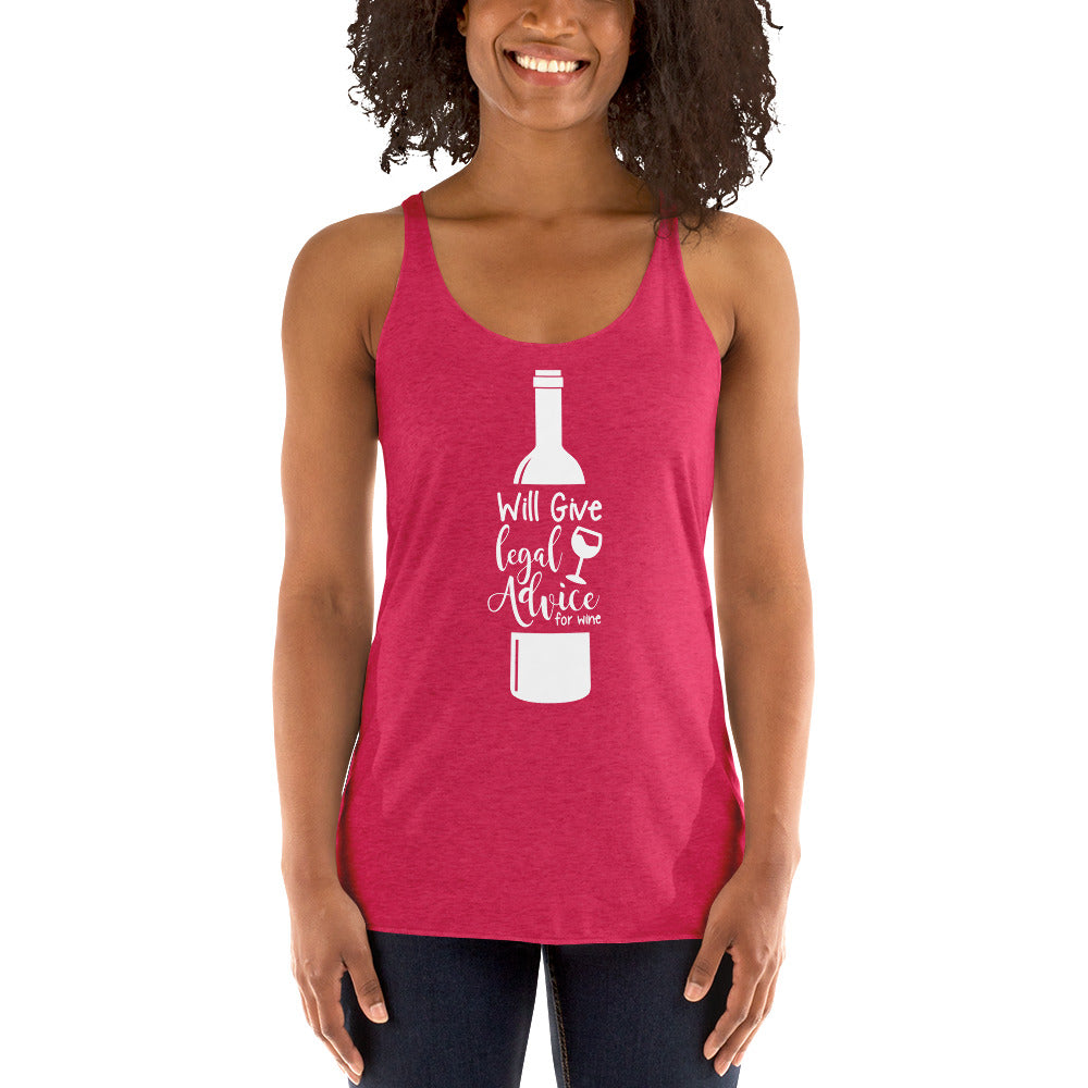 Law Student T Shirt - Legal Advice for Wine White - Women's Racerback Tank - The Legal Boutique