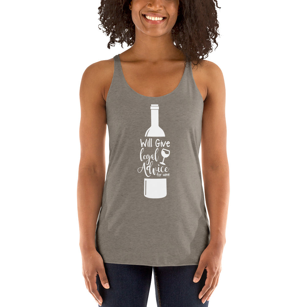 Law Student T Shirt - Legal Advice for Wine White - Women's Racerback Tank - The Legal Boutique