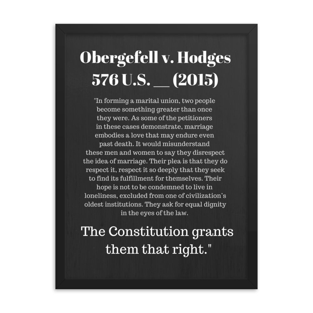 Law Poster - Obergefell v. Hodges Supreme Court Case Quote - Framed Art for Lawyers - The Legal Boutique