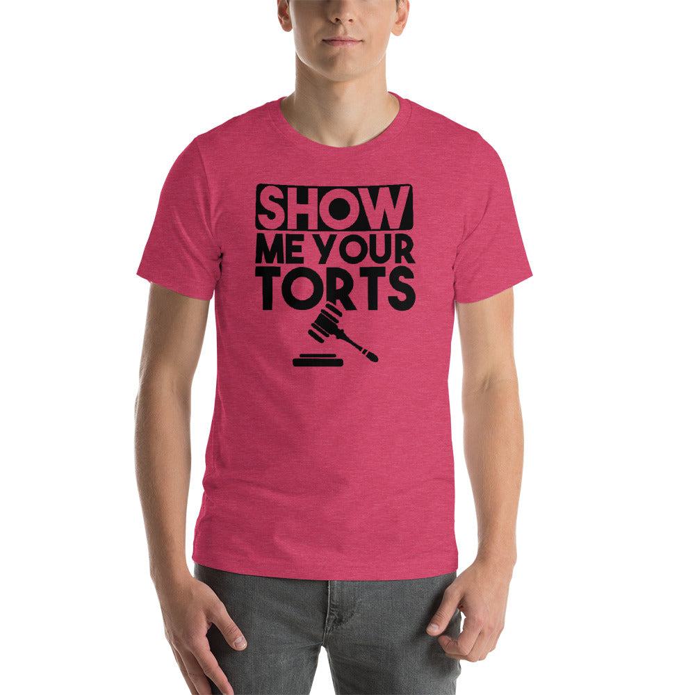 Lawyer T Shirt - Show Me Your Torts Black - Unisex Short Sleeve Shirt - The Legal Boutique
