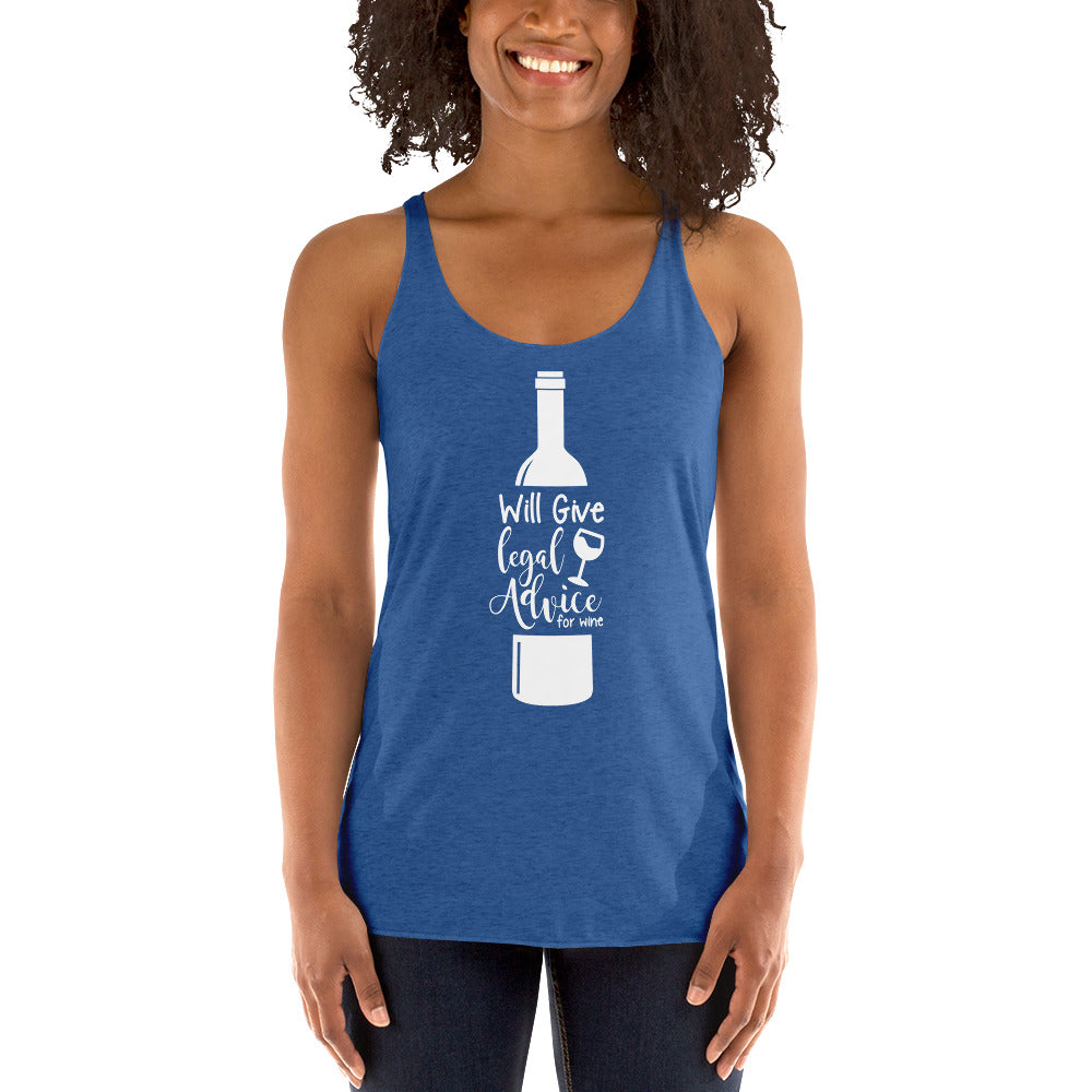 Law Student T Shirt - Legal Advice for Wine White - Women's Racerback Tank - The Legal Boutique