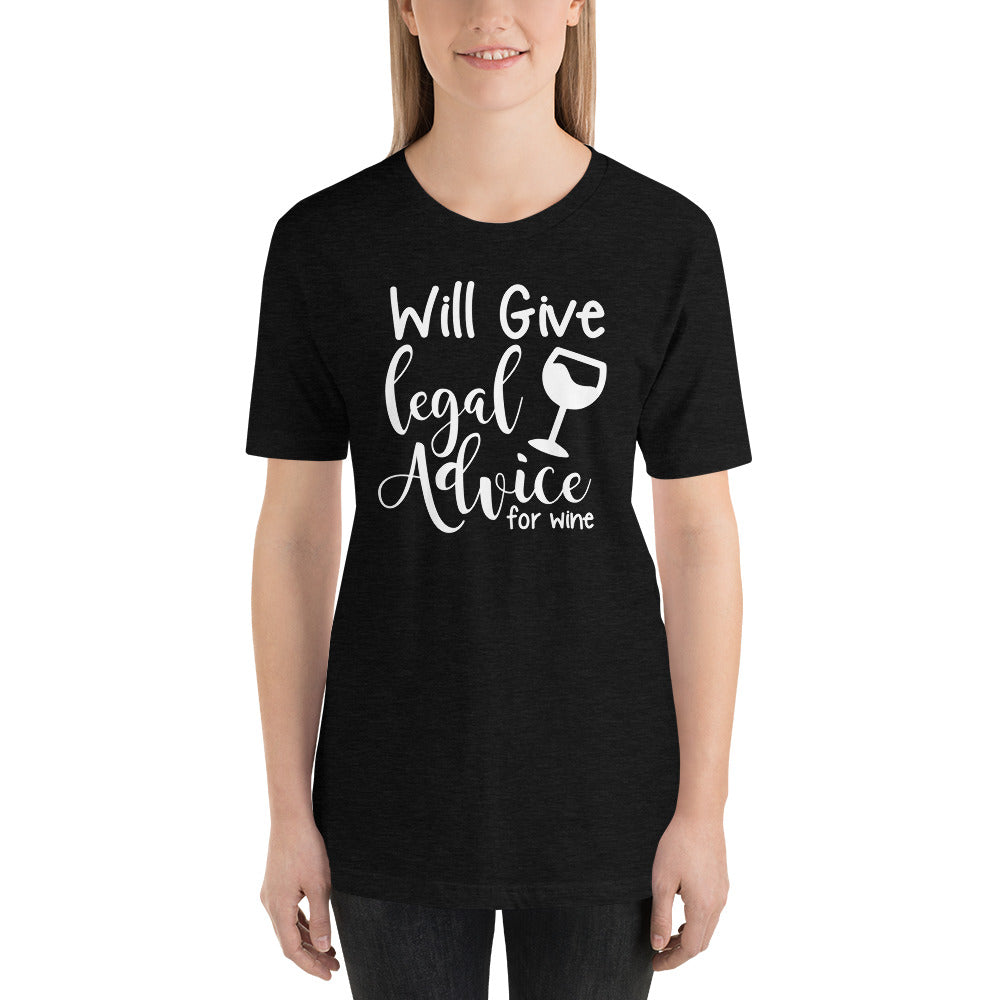 Law Student T Shirt - Legal Advice for Wine White - Unisex Short Sleeve Shirt - The Legal Boutique