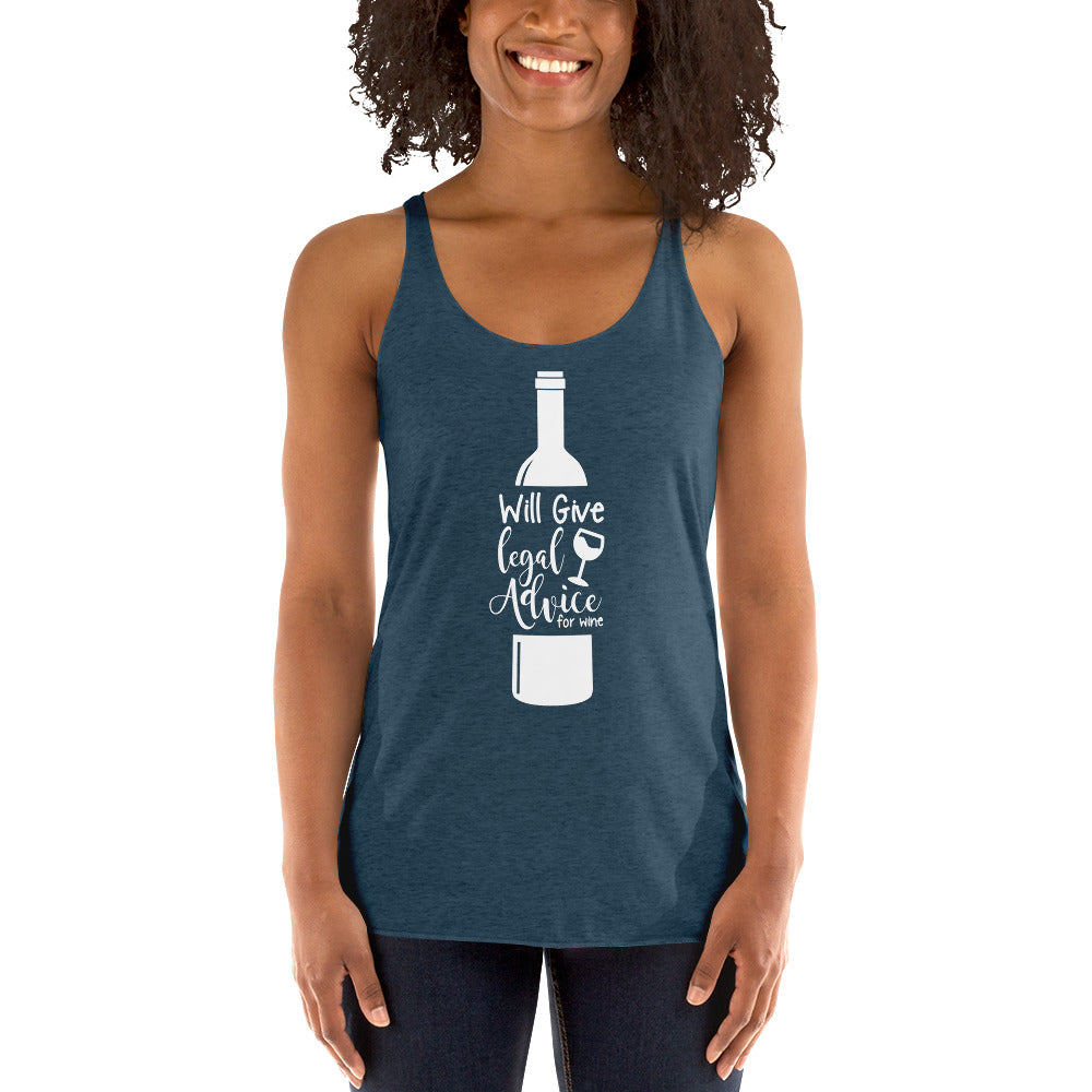 Law Student T Shirt - Legal Advice for Wine White - Women's Racerback Tank - The Legal Boutique