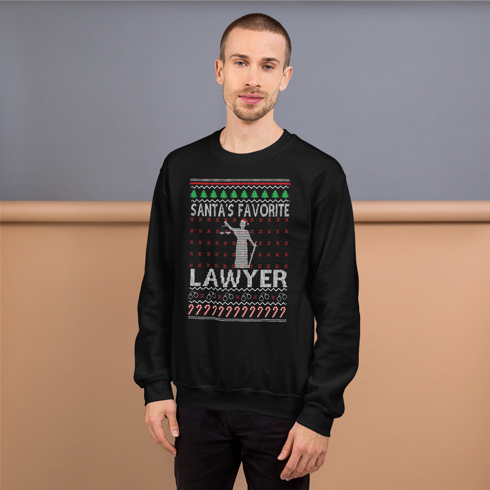 Ugly Christmas Sweater - Santa's Favorite Lawyer - Unisex Crew Neck Sweatshirt - The Legal Boutique