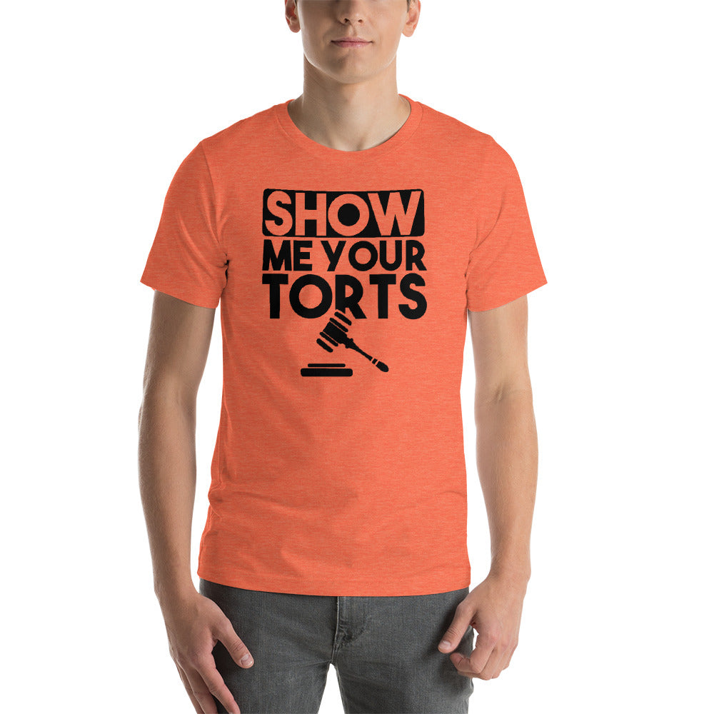 Lawyer T Shirt - Show Me Your Torts Black - Unisex Short Sleeve Shirt - The Legal Boutique