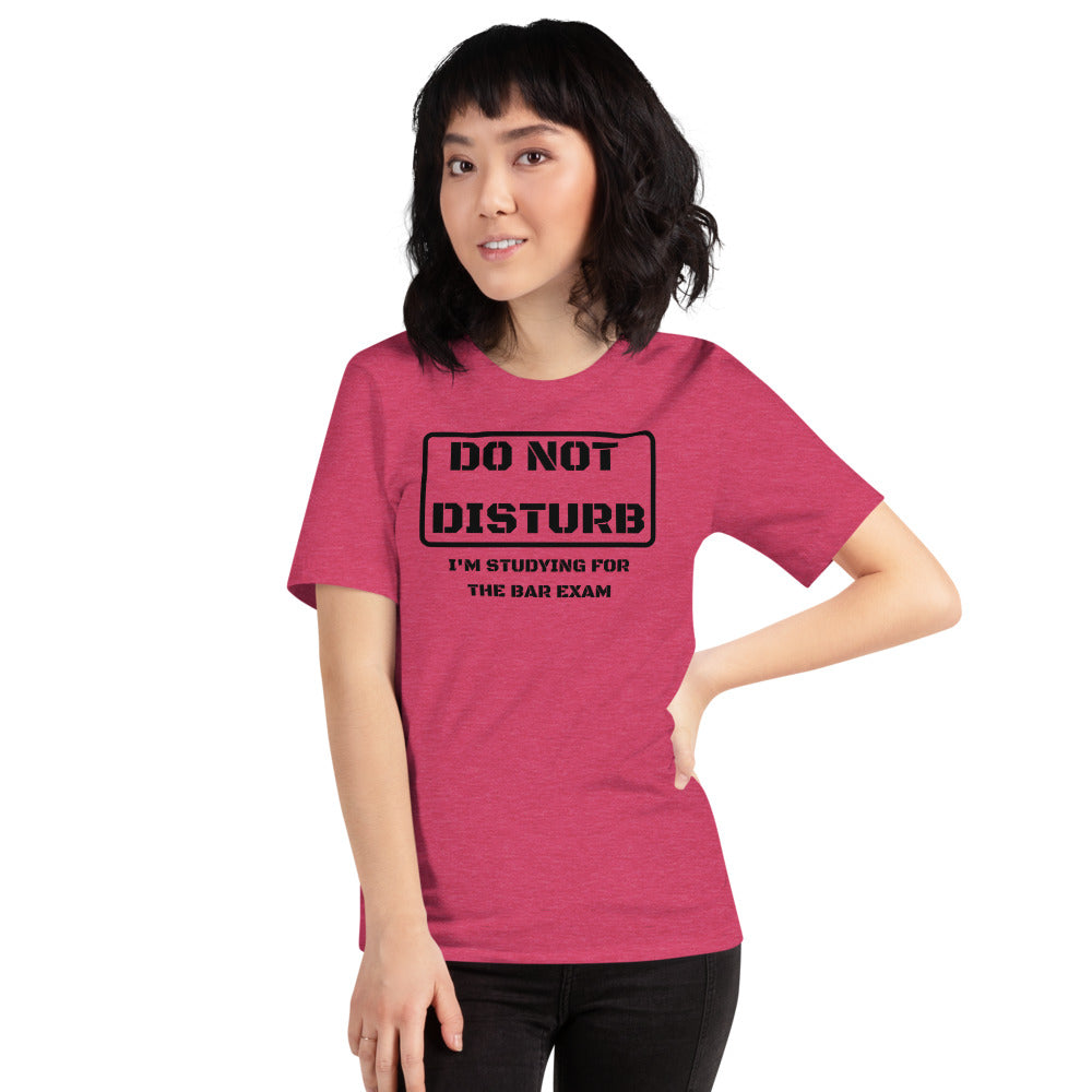 Law School Gift Shirt - Do Not Disturb Bar Exam Black - Unisex Short Sleeve T Shirt - The Legal Boutique
