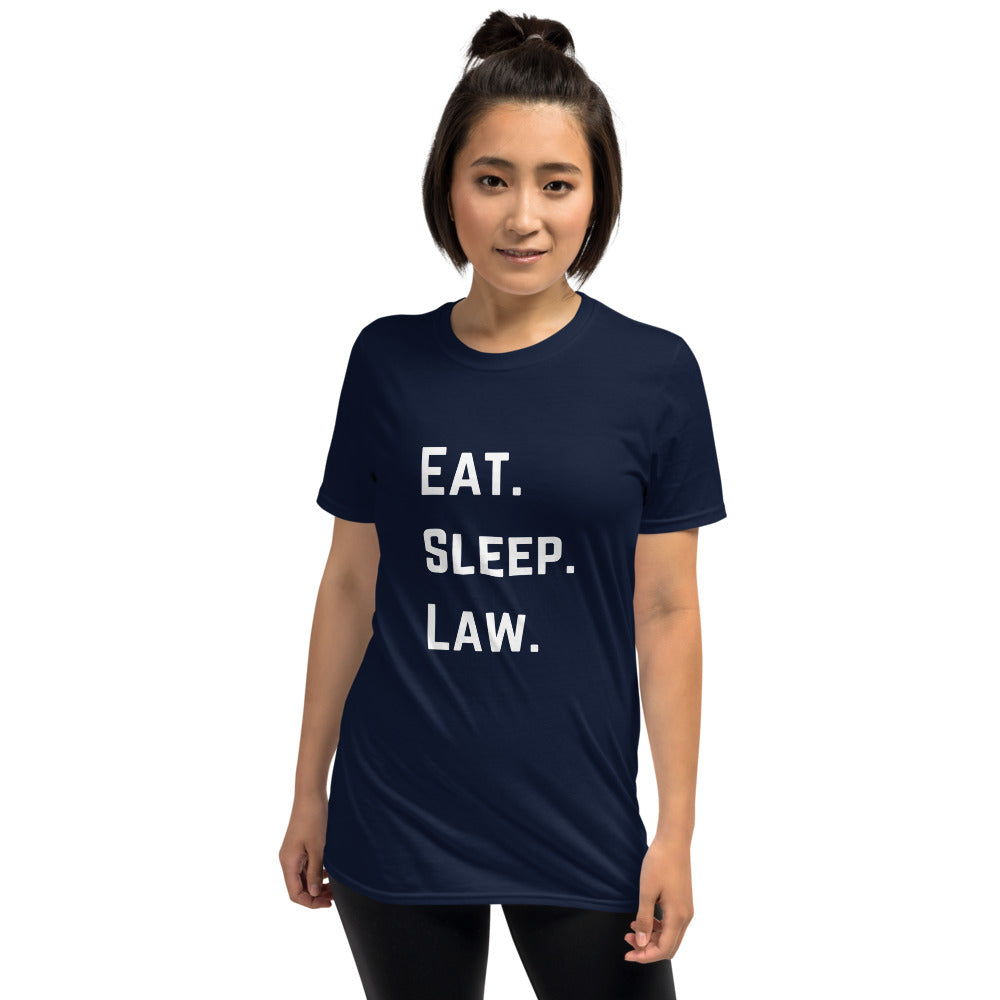 Attorney Gift T Shirt - Eat Sleep Law White - Premium Unisex Short Sleeve Shirt - The Legal Boutique
