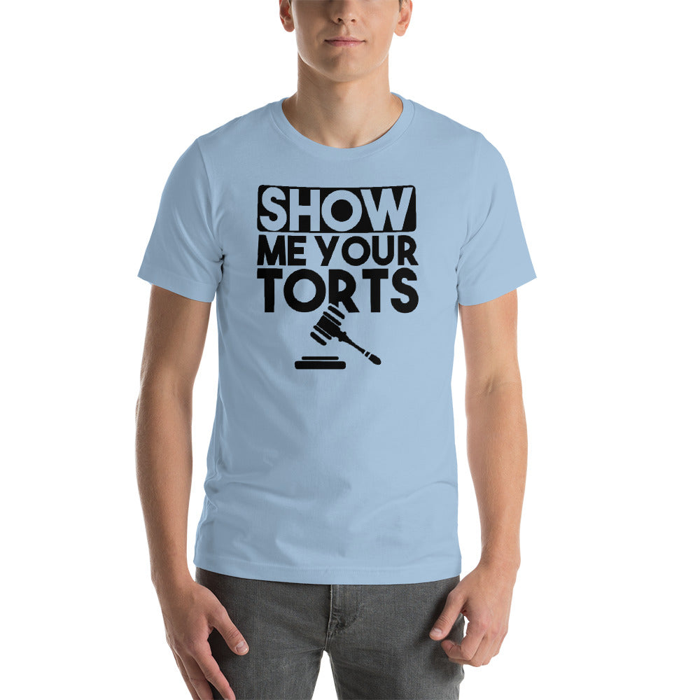 Lawyer T Shirt - Show Me Your Torts Black - Unisex Short Sleeve Shirt - The Legal Boutique