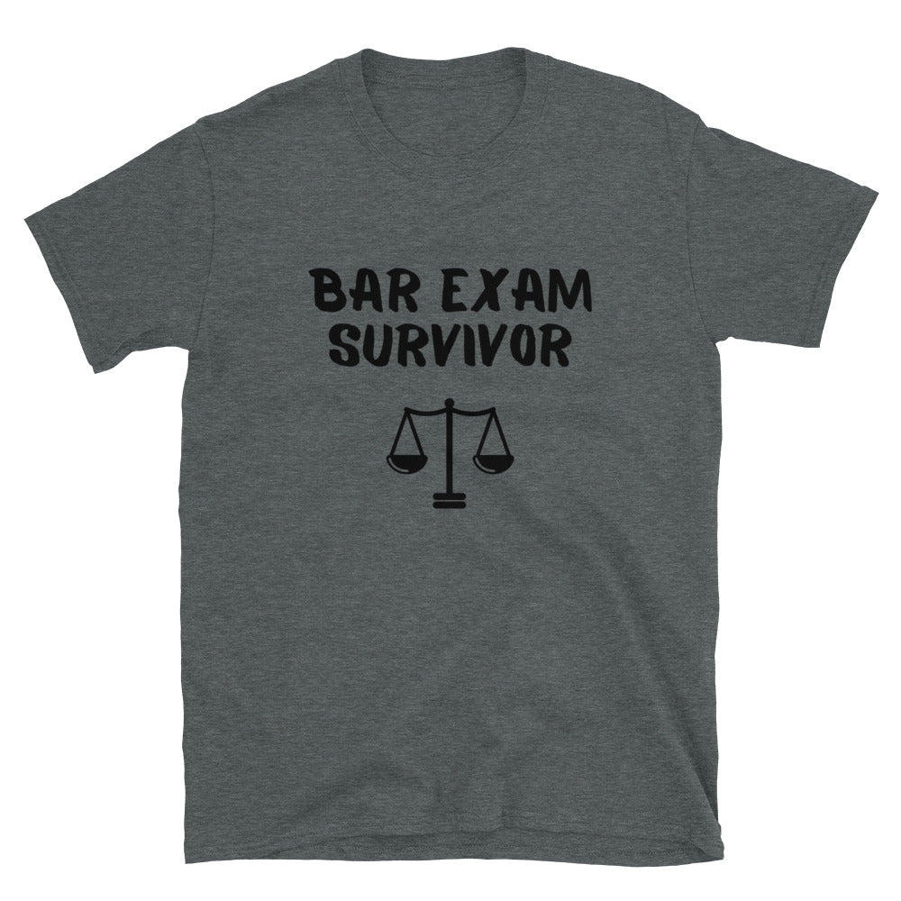 New Lawyer Gift T Shirt - Bar Exam Survivor Black - Unisex Short Sleeve Shirt - The Legal Boutique