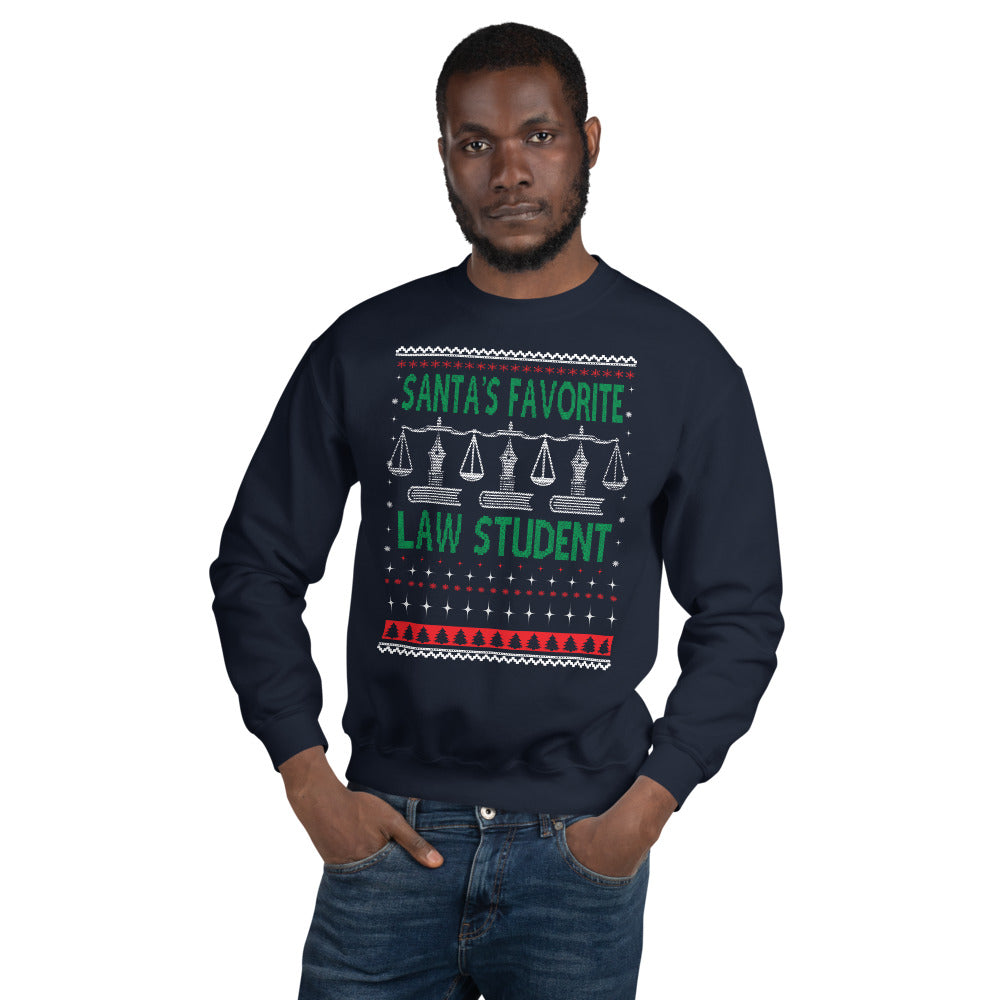 Ugly Christmas Sweater - Santa's Favorite Law Student - Unisex Crew Neck Sweatshirt - The Legal Boutique