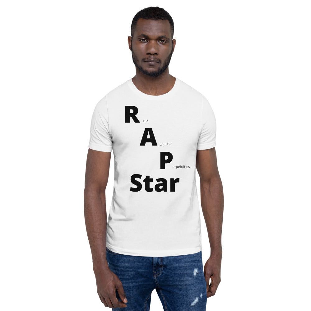 Law Student T Shirt - RAP Star Black - Unisex Short Sleeve Shirt - The Legal Boutique
