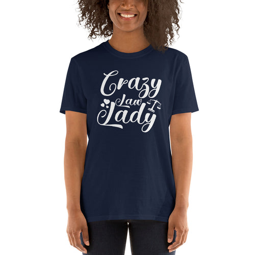 Attorney Gift T Shirt - Crazy Law Lady White - Women's Short Sleeve Shirt - The Legal Boutique