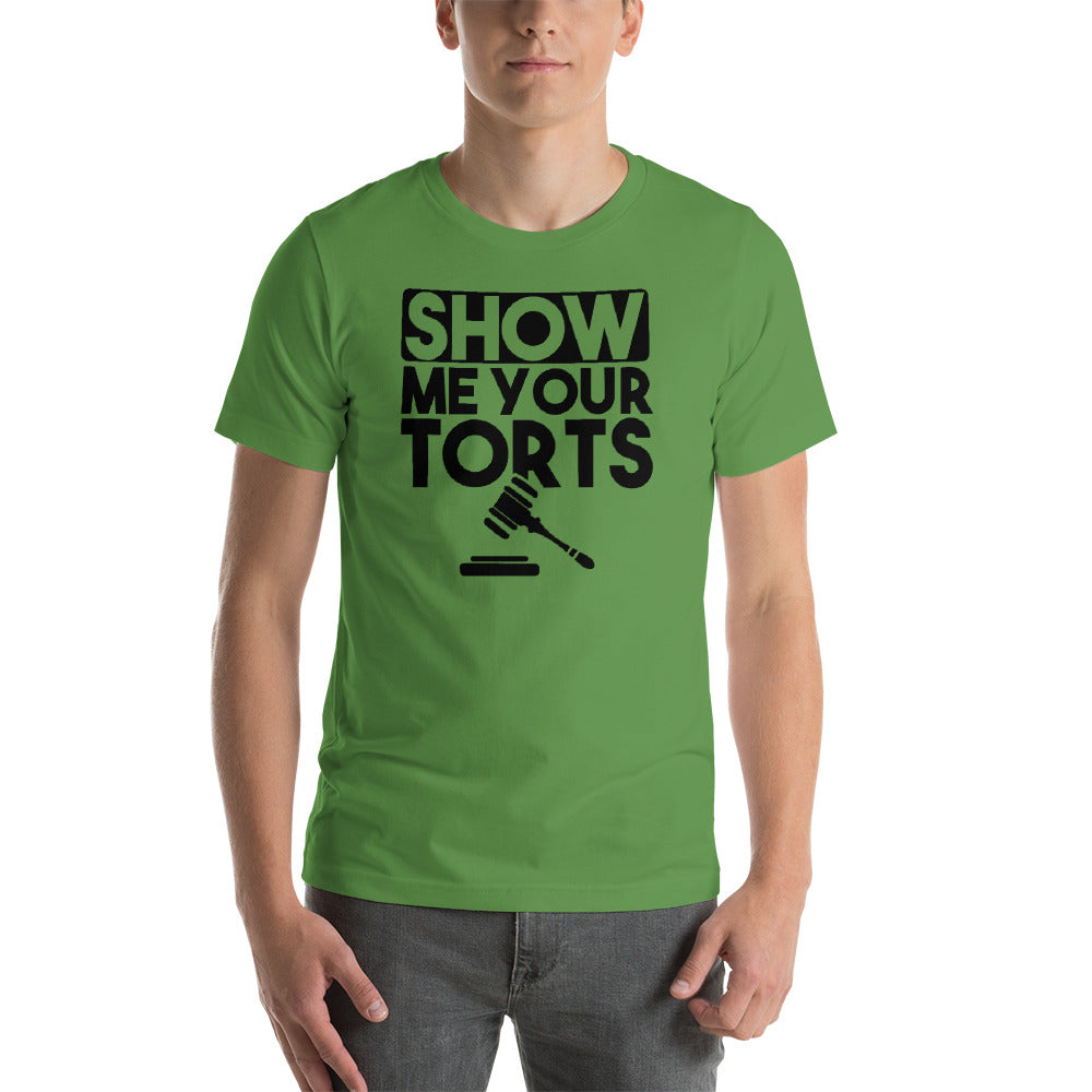 Lawyer T Shirt - Show Me Your Torts Black - Unisex Short Sleeve Shirt - The Legal Boutique