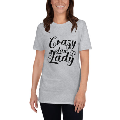 Attorney Gift T Shirt - Crazy Law Lady Black - Women's Short Sleeve Shirt - The Legal Boutique