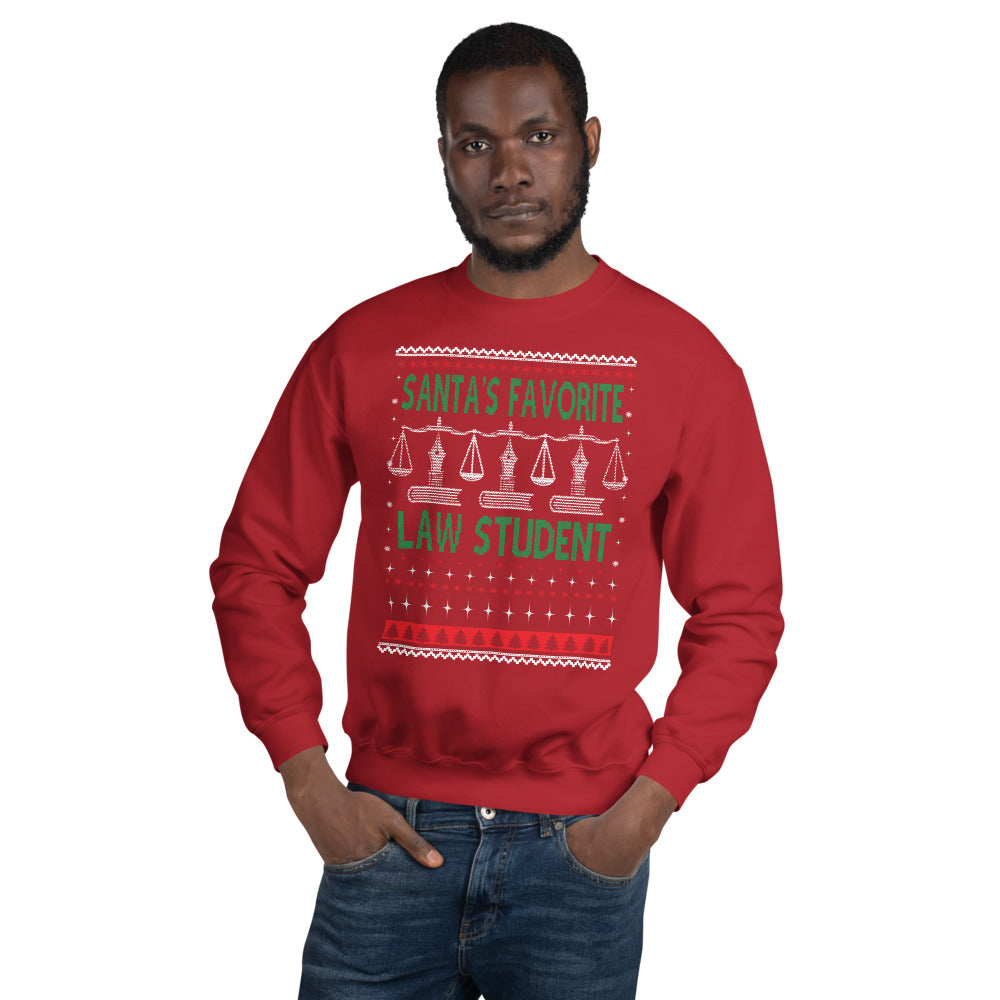 Ugly Christmas Sweater - Santa's Favorite Law Student - Unisex Crew Neck Sweatshirt - The Legal Boutique