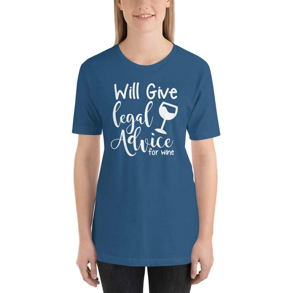 Law Student T Shirt - Legal Advice for Wine White - Unisex Short Sleeve Shirt - The Legal Boutique