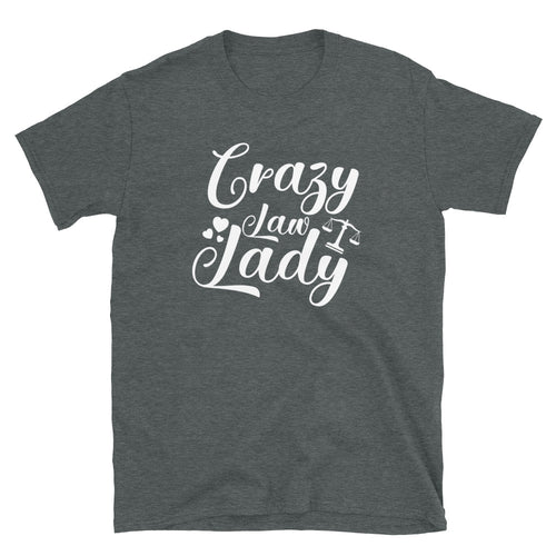 Attorney Gift T Shirt - Crazy Law Lady White - Women's Short Sleeve Shirt - The Legal Boutique
