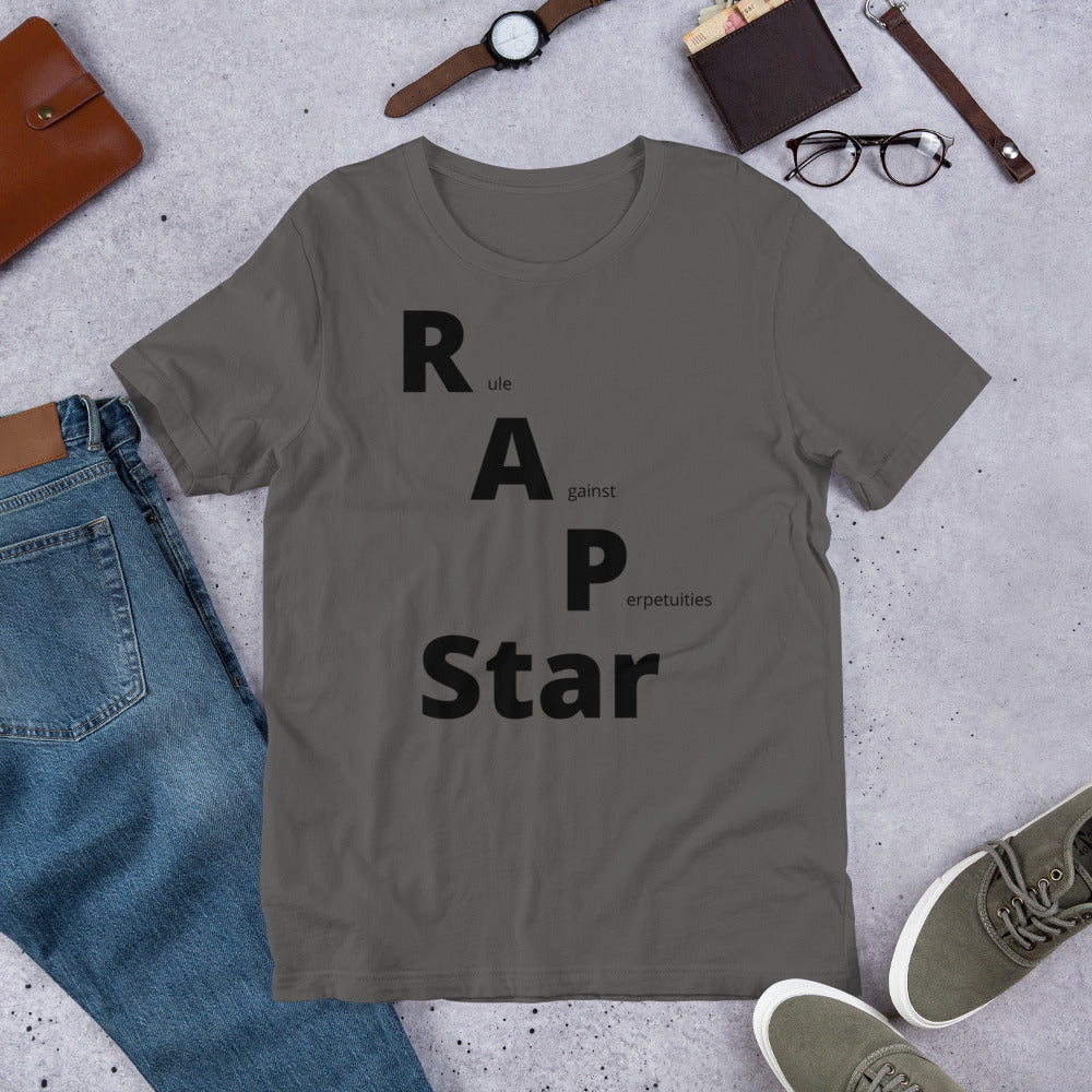 Law Student T Shirt - RAP Star Black - Unisex Short Sleeve Shirt - The Legal Boutique