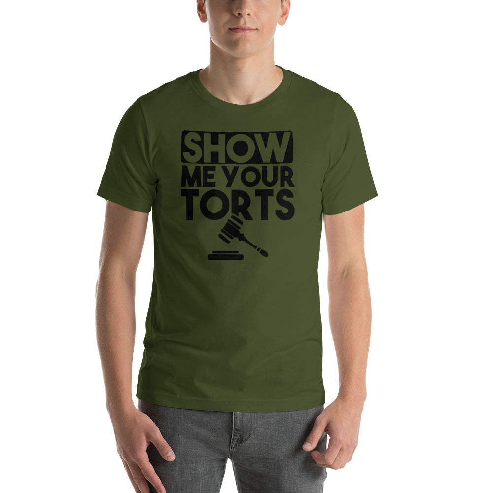 Lawyer T Shirt - Show Me Your Torts Black - Unisex Short Sleeve Shirt - The Legal Boutique