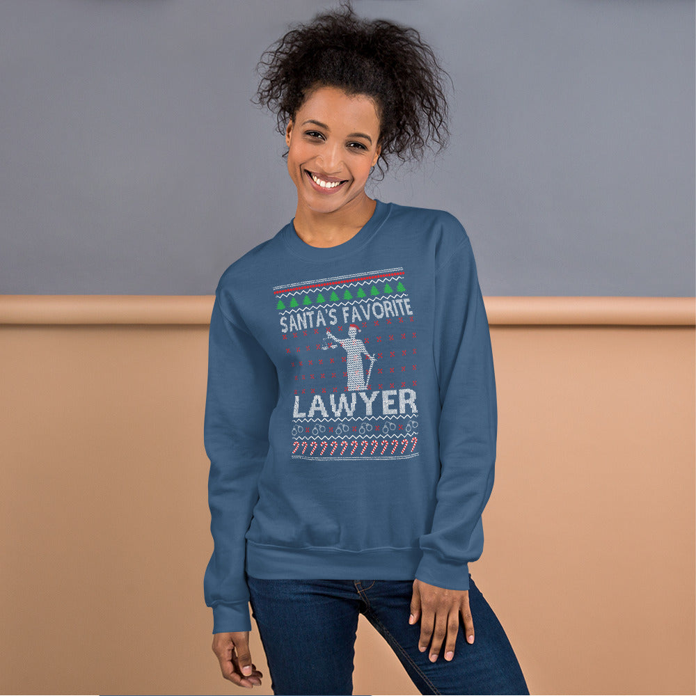 Ugly Christmas Sweater - Santa's Favorite Lawyer - Unisex Crew Neck Sweatshirt