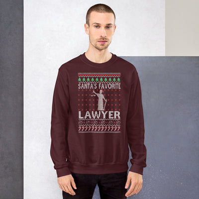 Ugly Christmas Sweater - Santa's Favorite Lawyer - Unisex Crew Neck Sweatshirt