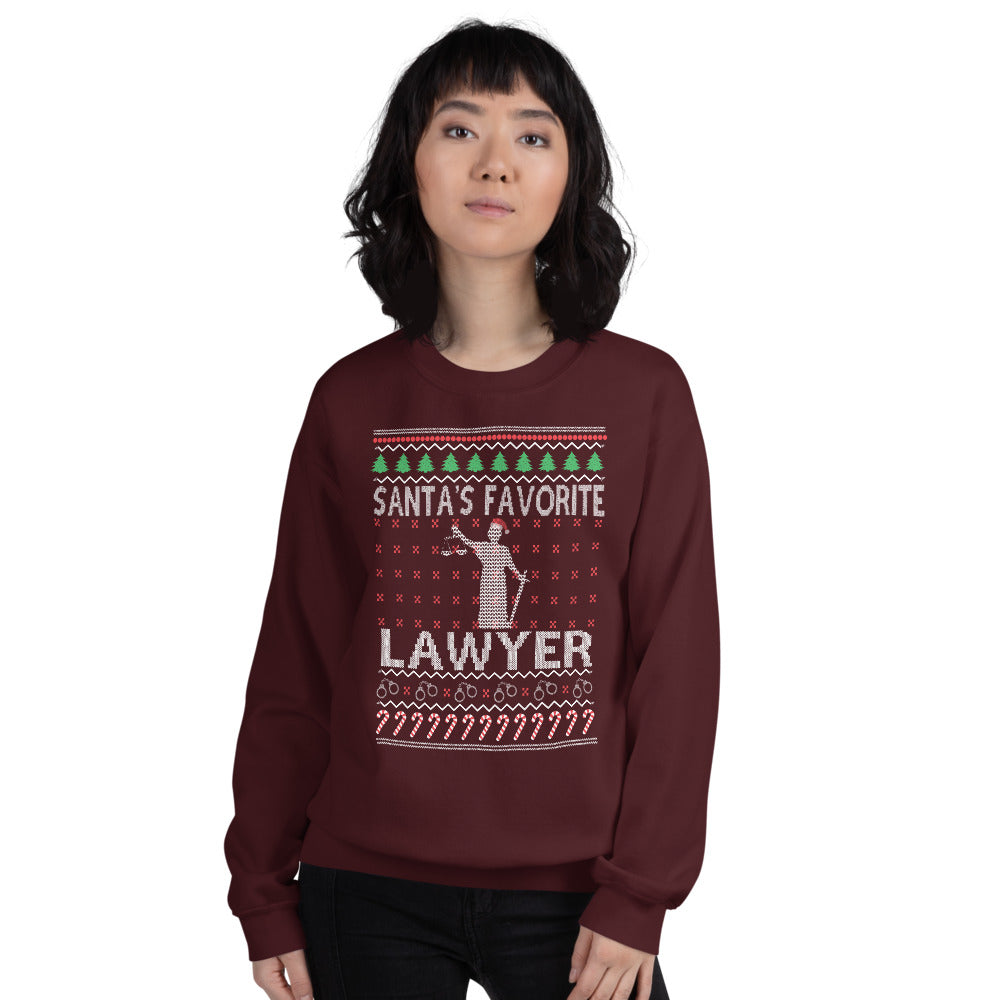 Ugly Christmas Sweater - Santa's Favorite Lawyer - Unisex Crew Neck Sweatshirt