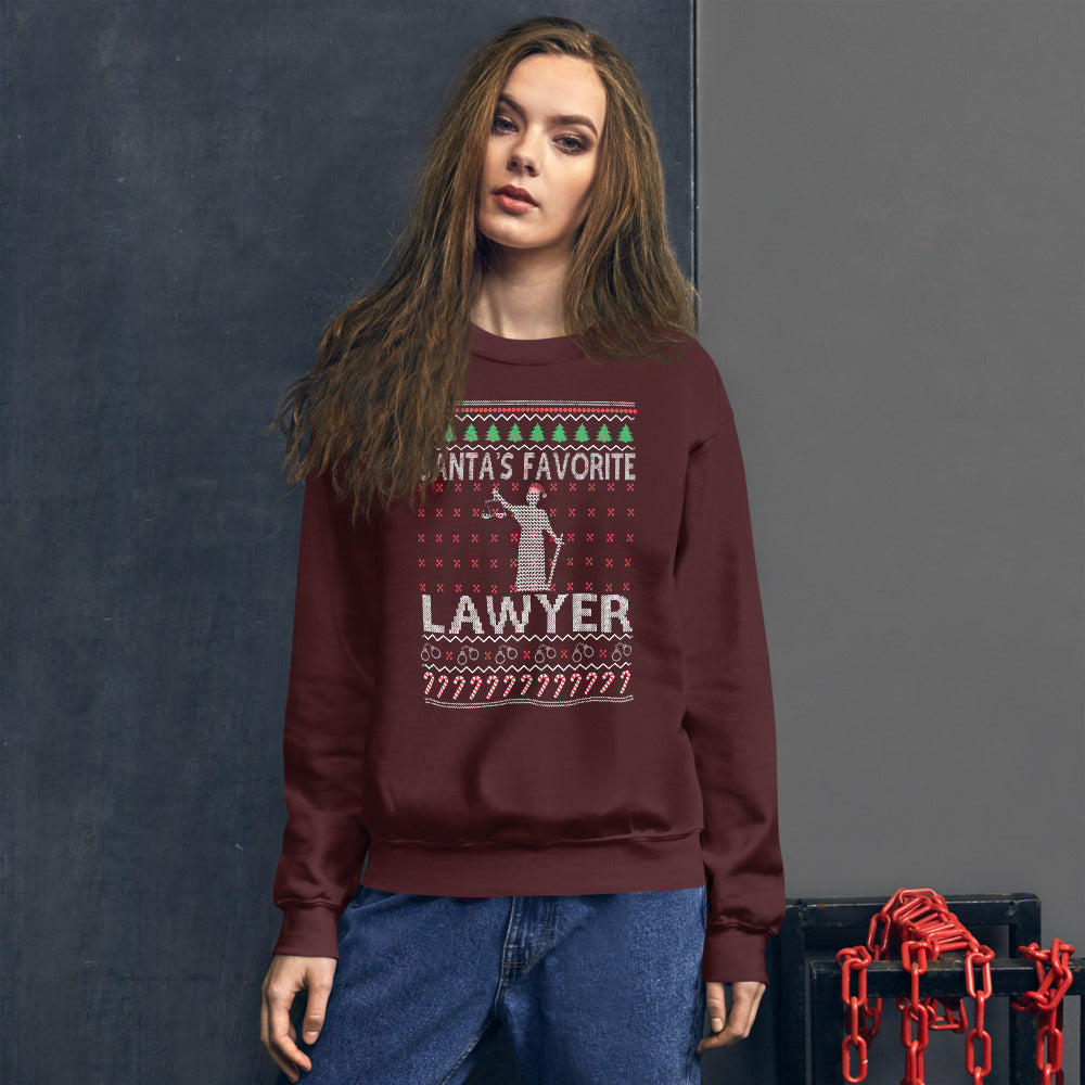 Ugly Christmas Sweater - Santa's Favorite Lawyer - Unisex Crew Neck Sweatshirt