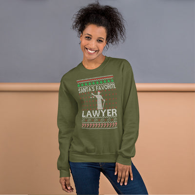 Ugly Christmas Sweater - Santa's Favorite Lawyer - Unisex Crew Neck Sweatshirt